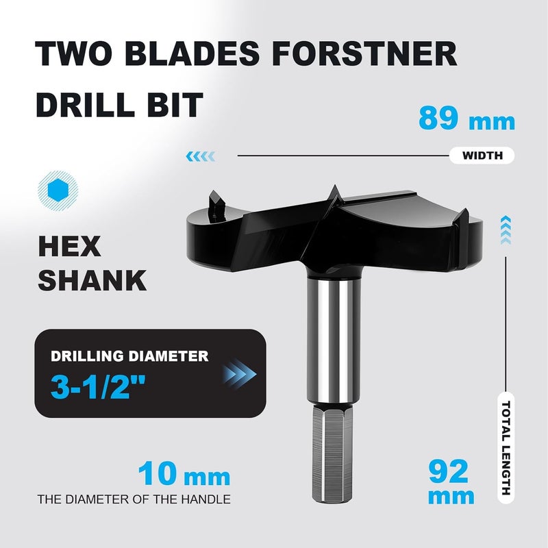 WOBLLMX 3-1/2 Inch Forstner Drill Bit Carbide Tipped,Woodworking Hinge Cutter for Precise Flat Bottom Holes in Hard Wood,Plywood,Plastic - Professional Grade - Image 2